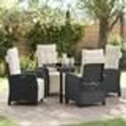vidaXL Ensemble de jardin de 5 pièces en poly rotin noir.