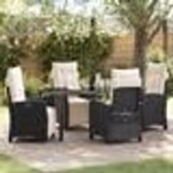 vidaXL Set de 5 pièces de salle à manger de jardin en poly rotin noir