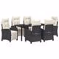 vidaXL Ensemble de salle à manger de jardin en poly rotin noir, 7 pièces