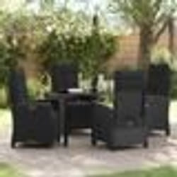 vidaXL Set de repas de jardin 5 pièces en polyrotin noir