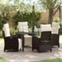 vidaXL Ensemble de salle à manger de jardin 5 pièces en rotin polyester marron