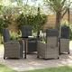 vidaXL Ensemble de salle à manger de jardin en rotin poly gris, 5 pièces
