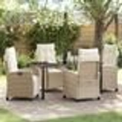 vidaXL Ensemble de salle à manger de jardin 5 pièces en rotin poly beige