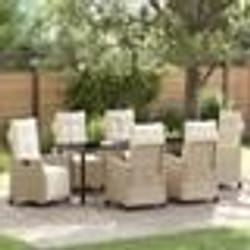 vidaXL Ensemble de salle à manger de jardin 7 pièces en rotin polybeige
