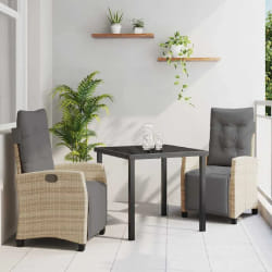 vidaXL Ensemble de salle à manger pour jardin 3 pcs Beige polyrotin