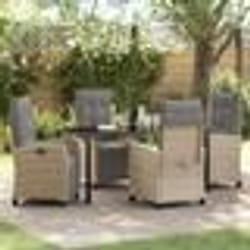 vidaXL Ensemble de salle à manger de jardin de 5 pièces en poly rotin beige.