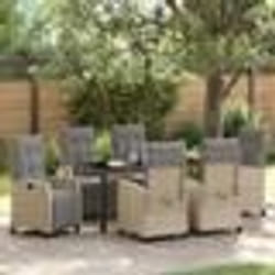 vidaXL Ensemble de salle à manger de jardin 7 pièces en rotin poly beige