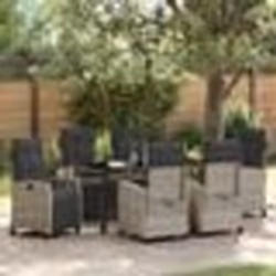 vidaXL Ensemble de salle à manger de jardin 7 pièces en rattan poly gris clair.