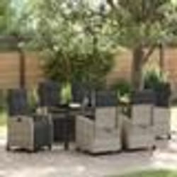 vidaXL Ensemble de salle à manger de jardin 7 pièces en rattan poly gris clair.