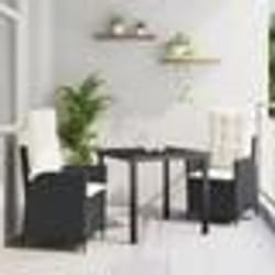 vidaXL Ensemble de salle à manger de jardin 3 pièces avec coussins en poly rotin noir