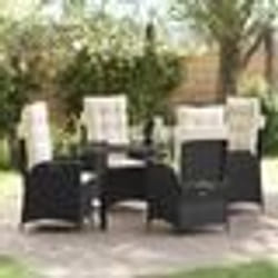 vidaXL Ensemble de salle à manger de jardin 5 pièces avec coussins en poly rattan noir
