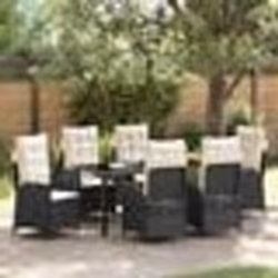 vidaXL set de dîner de jardin 7 pièces avec coussins noir en rattan poly.