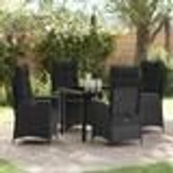 vidaXL Ensemble de Salle à Manger de Jardin 5 Pièces - Noir Rattan Synthétique