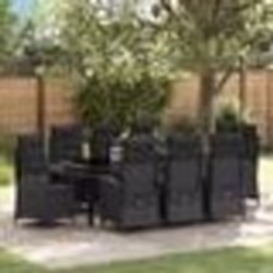 vidaXL Ensemble de Salon de Jardin 9 Places avec Coussins Noir en Rattan Poly