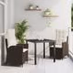 vidaXL Ensemble de Jardin 3 Pièces avec Coussins Marron en Poly Rattan