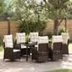 vidaXL ensemble de salle à manger de jardin 7 pièces avec coussins marron en rattan poly.