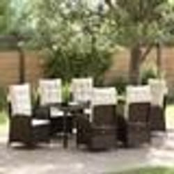 vidaXL ensemble de salle à manger de jardin 7 pièces avec coussins marron en rattan poly.
