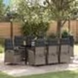 vidaXL Ensemble de Salle à Manger de Jardin 9 Pièces avec Coussins Gris en Poly Rattan