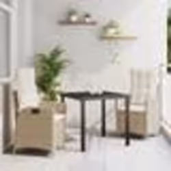 vidaXL Ensemble de Salle à Manger de Jardin 3 Pièces avec Coussins Beige en Rattan Synthétique