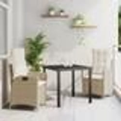 vidaXL Ensemble de Salle à Manger de Jardin 3 Pièces avec Coussins Beige en Rattan Synthétique