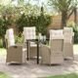 vidaXL Ensemble de Salle à Manger de Jardin 5 Pièces avec Coussins Beige en Résine Tressée