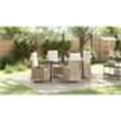 vidaXL Ensemble de Salle à Manger de Jardin 5 Pièces Avec Coussins Beiges En Poly Rattan