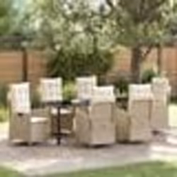 vidaXL Ensemble de salle à manger de jardin 7 pièces avec coussins beige en poly rattan