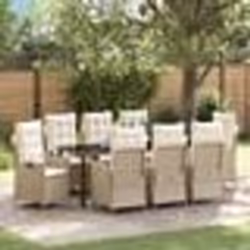 vidaXL Ensemble de Salle à Manger de Jardin 9 Pièces avec Coussins - Rattan Synthétique Beige