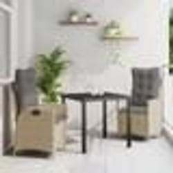 vidaXL Ensemble de Jardin 3 Pièces avec Coussins Beiges en Rattan Synthétique
