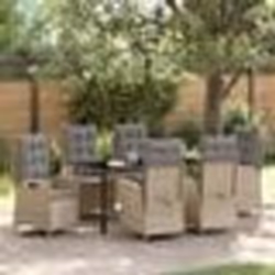 vidaXL Ensemble de Salle à Manger de Jardin 7 Pièces avec Coussins Beige en Poly Rattan