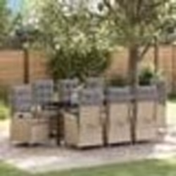 vidaXL Ensemble de Salle à Manger de Jardin 9 Pièces avec Coussins Beiges en Rattan Polyvalent