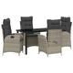 vidaXL set de jardin 5 pièces avec coussins gris clair en poly rotin