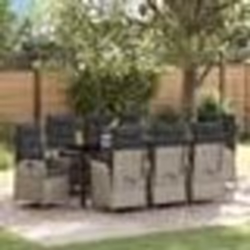 vidaXL Ensemble de 9 pièces pour le jardin avec des coussins en résine tressée gris clair