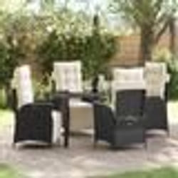 vidaXL Ensemble de salle à manger de jardin 5 pièces en rattan noir