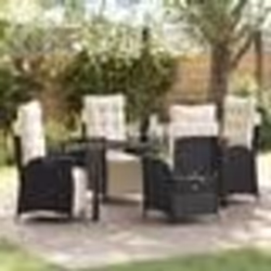 vidaXL Ensemble de Salle à Manger de Jardin 5 Pièces Noires en Poly Rattan