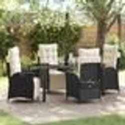 vidaXL Ensemble de Salle à Manger de Jardin 5 Pièces Noires en Poly Rattan