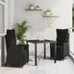 vidaXL Set de jardin de 3 pièces en rotin noir