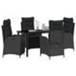 vidaXL Set de jardin de 5 pièces en poly rattan noir