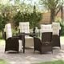 vidaXL Set de jardin 5 pièces en rotin synthétique marron