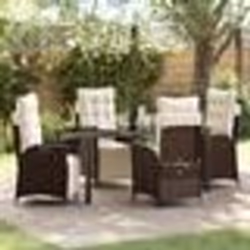 vidaXL Set de salle à manger de jardin 5 pièces en poly rattan marron