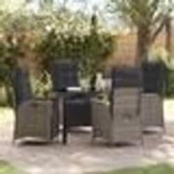 vidaXL ensemble de salle à manger de jardin 5 pièces en poly rattan gris