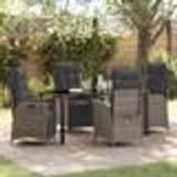 vidaXL Set de salle à manger de jardin 5 pièces en poly rotin gris
