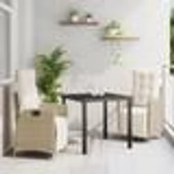 vidaXL Ensemble de jardin de 3 pièces en poly rotin beige