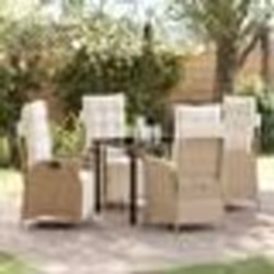 vidaXL Set de salon de jardin 5 pièces beige en poly rattan