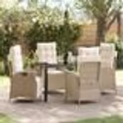 vidaXL Ensemble de jardin 5 pièces en poly rotin beige.