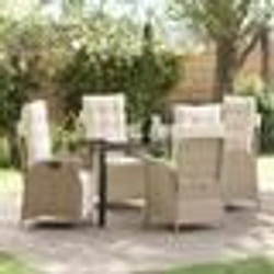 vidaXL Ensemble de jardin 5 pièces en poly rotin beige.