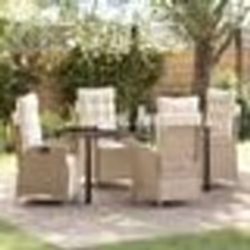 vidaXL Set de 5 pièces pour salle à manger de jardin en poly rotin beige