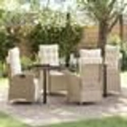 vidaXL Set de 5 pièces pour salle à manger de jardin en poly rotin beige