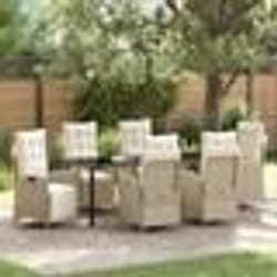 vidaXL Ensemble de salle à manger de jardin en poly rotin beige, 7 pièces .