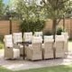vidaXL Ensemble de salle à manger de jardin en poly rotin beige de 9 pièces